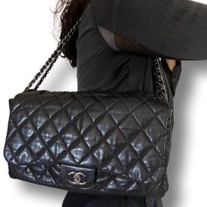 💎 X-LARGE 💎LAMBSKIN QUILTED CHANEL FLAP BAG